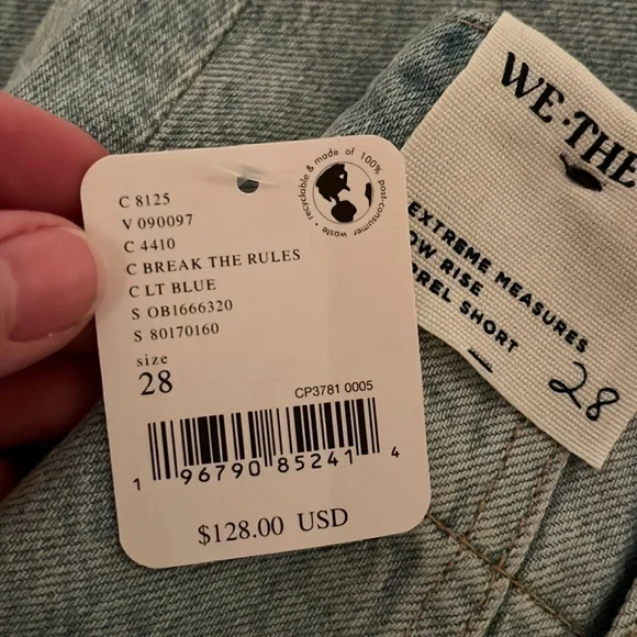 Free People We the Free Extreme Measures Barrel Shorts Lt Blue NWT - Picture 9 of 12